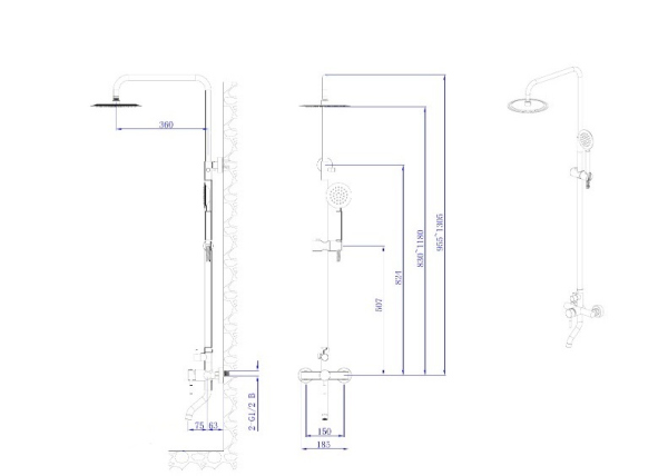 Душевая система с изливом RUSH Melos (SUS1101-40)