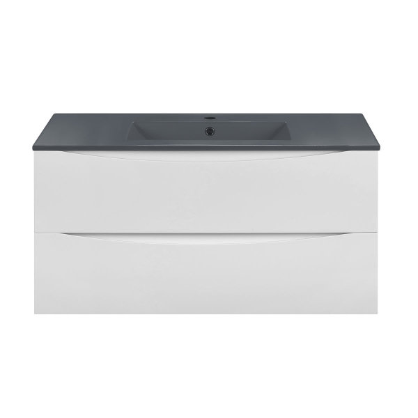 Тумба без раковины Vincea Mia 1000 подвесная, 2 выкатных ящика soft close, G.White, VMC-2MC100GW