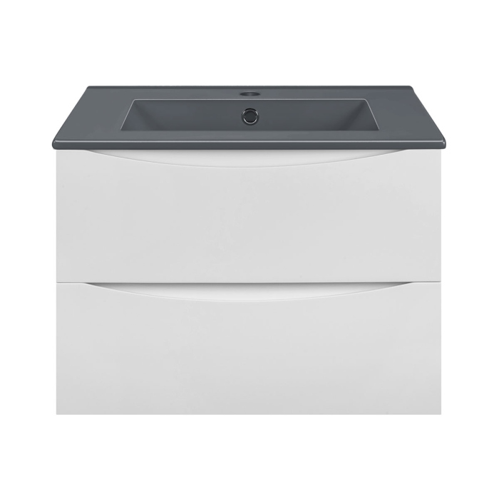 Тумба с раковиной Vincea Mia 600 подвесная, 2 выкатных ящика soft close, G.White, VMC-2MC600GW+VBS-13960MB