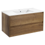 Тумба с раковиной Vincea Gio 100 подвесная, 2 выкатных ящика soft-close, T.Oak, VMC-2G100TO+VBS-13100