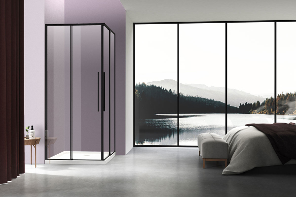 Душевой уголок Vincea Slim-N VSS-4SN8010CLB, 1000*800, черный, стекло прозрачное