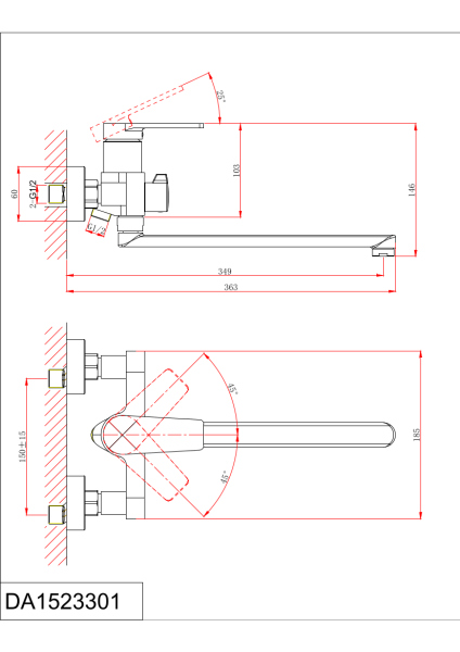 Смеситель для ванны с душем DK Bayern.Fürth (DA1523308)