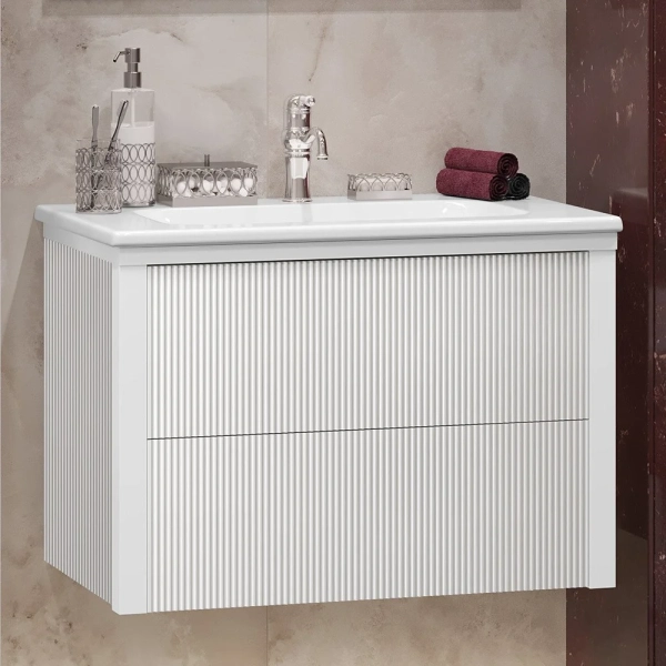 Тумба без раковины Opadiris Рубинно 80 подвесная, белый глянцевый, 00-00007341