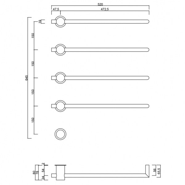 Полотенцесушитель электрический ABBER Charme AH4004 хром