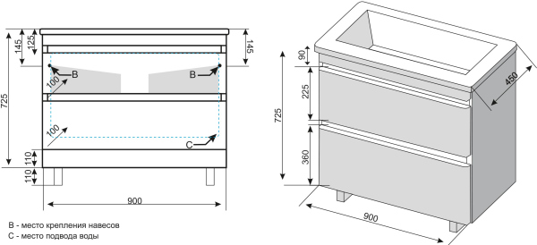 Тумба для комплекта Style Line Атлантика 90 Люкс Plus, напольная, антискрейч