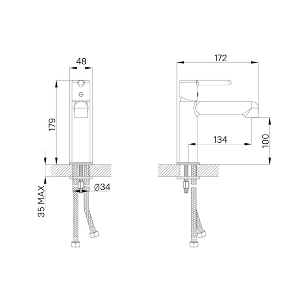 Смеситель для умывальника, черный матовый, Aiger, IDDIS (AIGBL00i01)