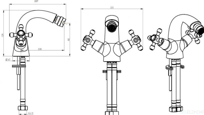 Смеситель Boheme Imperiale Presente 336 для биде