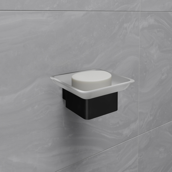 Мыльница Lemark SMOOTH LINE с держателем, чёрный матовый (9742017)