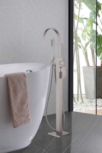 Смеситель ABBER Wasserfall AF8615SP напольный для ванны с душем, сатин