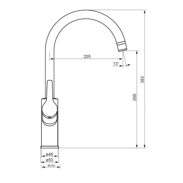 Смеситель для кухни, с каналом для питьевой воды, с C - изливом Damixa Eclipse, 310721400