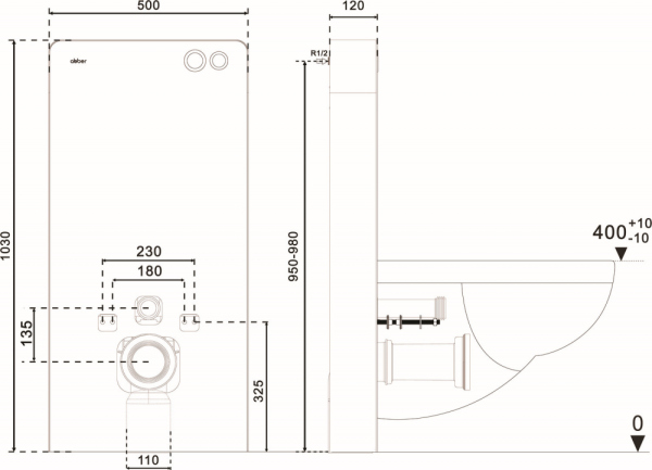 Инсталляционный модуль внешнего монтажа ABBER AC0107MW для подвесного унитаза, белый