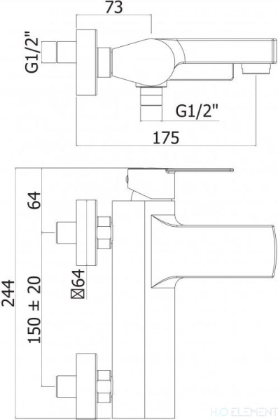 Смеситель Cezares Ovest VDM-BIO для ванны с душем, белый