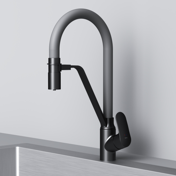 Смеситель для кухни с каналом для питьевой воды и гибким серым изливом AM.PM Like, F8007825