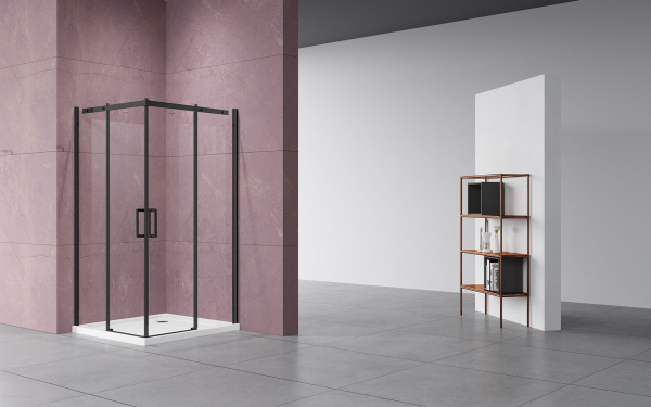 Душевой уголок Vincea Dice VSS-4D900CLB, 900*900, черный, стекло прозрачное