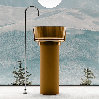 Раковина отдельностоящая прозрачная ABBER Kristall AT2702Vesuvian оливковая