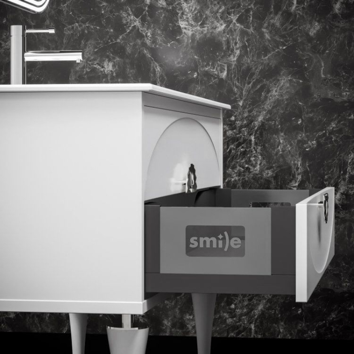 Тумба с раковиной Smile Ибица 120 белая, фурнитура хром