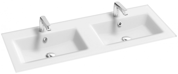 Двойная раковина-столешница из стекла Jacob Delafon Sherwood EB1831RU-DE1 120 см матовый белый