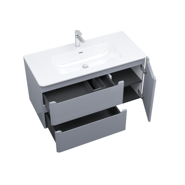 Тумба с раковиной, подвесная, 100 см, светло-серый, Edifice, IDDIS (EDI10L0i95K)