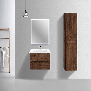 Тумба с раковиной Vincea Mia Slim 600 подвесная, R.Wood, VMC-2MC600S1RW+VBS-13960S3