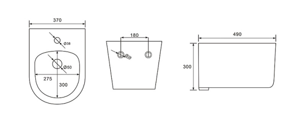 Биде подвесное AQUATEK МИЯ AQ1004-00, 490*370*300 мм, цвет белый