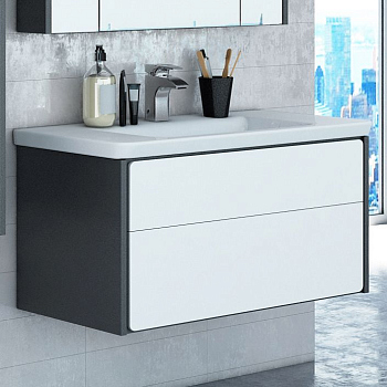 Тумба с раковиной Roca Ronda 80 белый глянец, антрацит