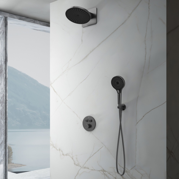 Душевой комплект Vincea Inspire VSFW-3I22MT5GM встраиваемый, вороненая сталь