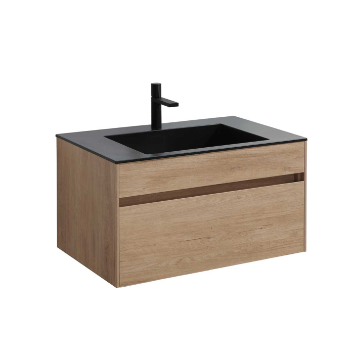 Тумба с раковиной Vincea Chiara 800 подвесная, 1 выкатной ящик soft-close, N.Oak, VMC-2C800NO+VCB-13800B