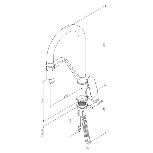 Смеситель для кухни с каналом для питьевой воды и гибким серым изливом AM.PM Like, F8007825
