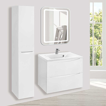 Тумба с раковиной Vincea Mia 650 подвесная, 2 выкатных ящика soft close, G.White, VMC-2MA650GW+VCB-3M650W