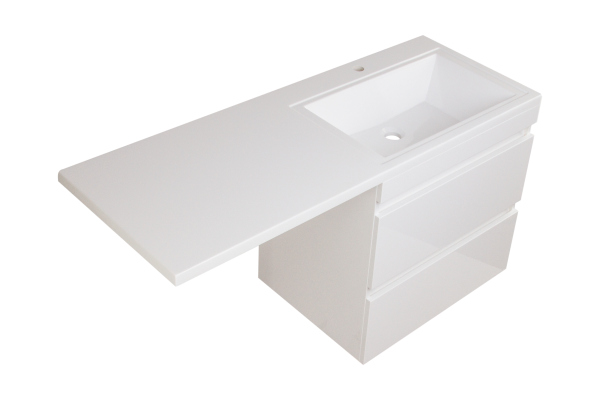 Тумба подвесная Style Line "Даллас 130", белая, PLUS, ЭМАЛЬ (без раковины)