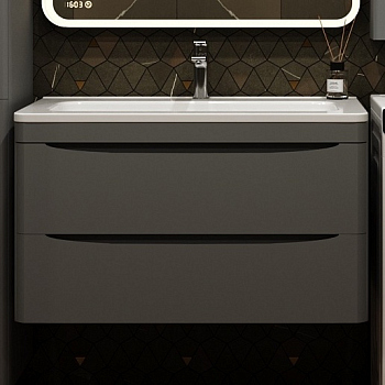 Тумба без раковины Style Line подвесная "Бергамо мини 90" (2 ящ.) серый, PLUS, СС-00002365