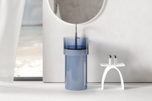 Раковина отдельностоящая прозрачная ABBER Kristall AT2701Saphir-H синяя