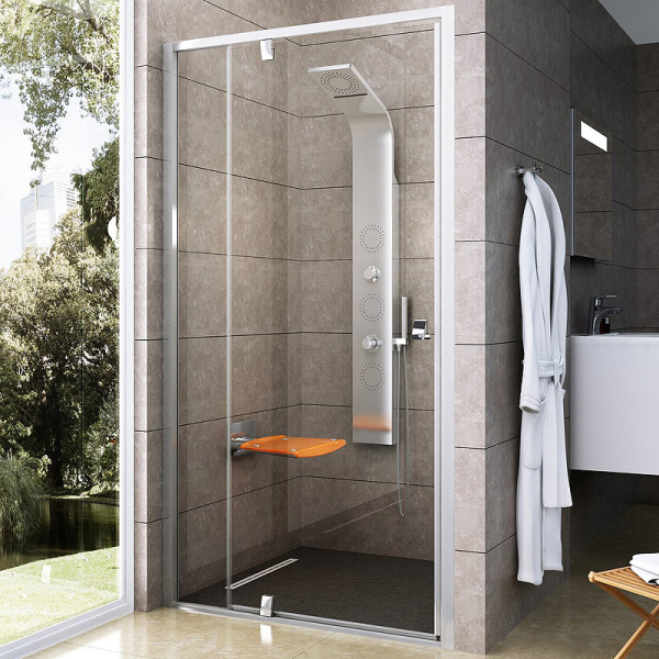 PDOP2-100 блестящая + Транспарент, Pivot душевая дверь двухэлементная