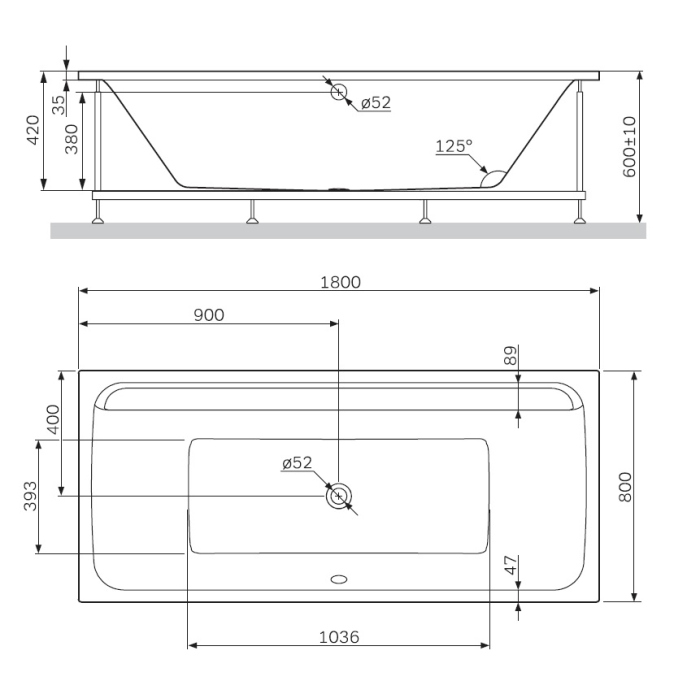 Каркас для ванны AM.PM Inspire V2.0 W52A-180-080W-R