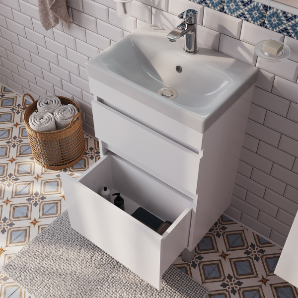 Тумба с раковиной IDDIS напольная с ящиками, белая, 50 см, Zodiac. (ZOD5CBFi95K)