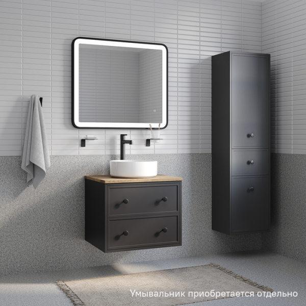 Тумба без раковины подвесная со столешницей МДФ, 60 см IDDIS Torr темно-серый (TOR60DVi95K)