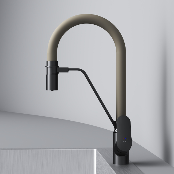 Смеситель для кухни с каналом для питьевой воды и гибким бежевым изливом AM.PM Like, F8007826