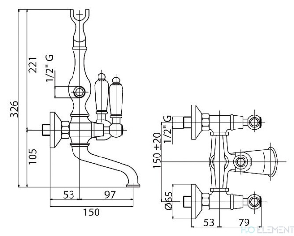 Смеситель Cezares Diamond DIAMOND-VD-03/24-Sw-N для ванны с душем