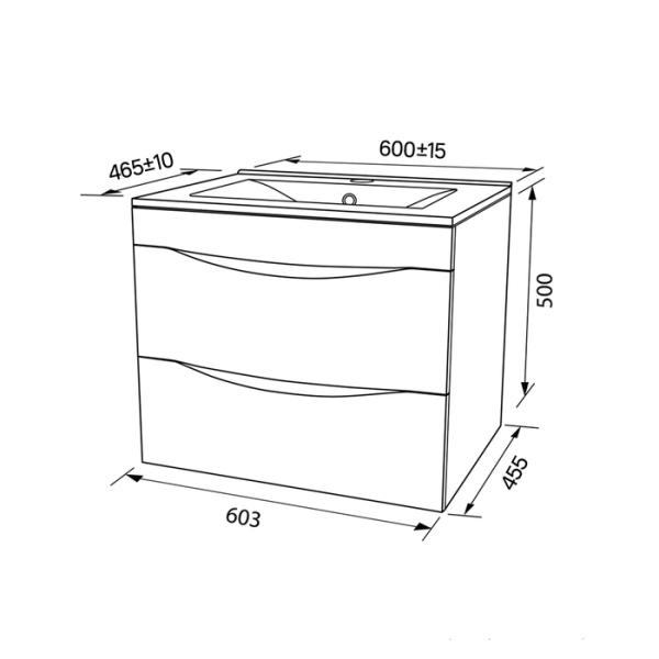 Тумба с раковиной IDDIS подвесная 60 см белая/золотистый дуб Cloud (CLO60Y0i95K)