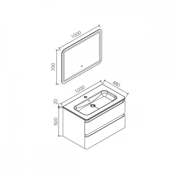 Тумба под раковину Vincea Alba 1000, VMC-1A100WO