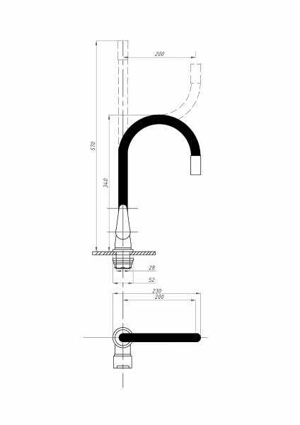 Смеситель для кухни FAUZT FZs-822-BL101 гибкий излив тип См-МОЦБА Черный