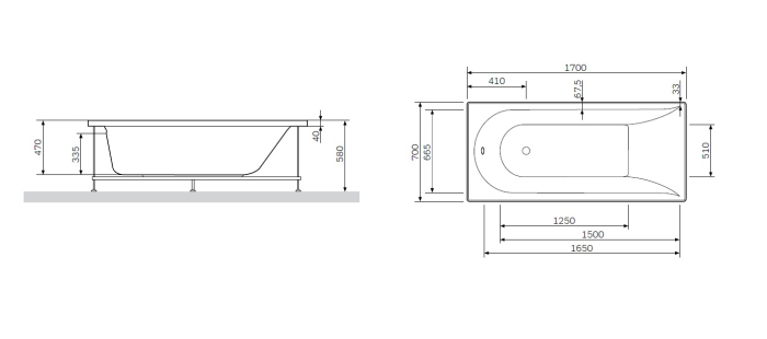 Каркас для ванны AM.PM Spirit 170x70