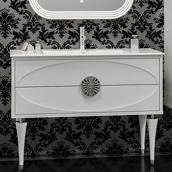 Тумба с раковиной Smile Ибица 90 белая, фурнитура хром