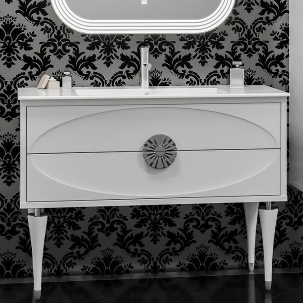 Тумба с раковиной Smile Ибица 90 белая, фурнитура хром