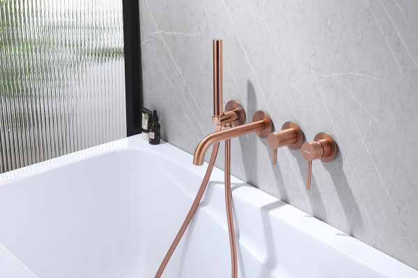 Смеситель ABBER Wasser Kreis AF8130MRG для ванны скрытого монтажа, розовое золото матовое