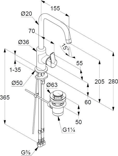 Смеситель Kludi Pure&Easy 370230565 для раковины