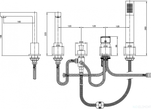 Смеситель E.C.A. Elea 102101056EX на борт ванны