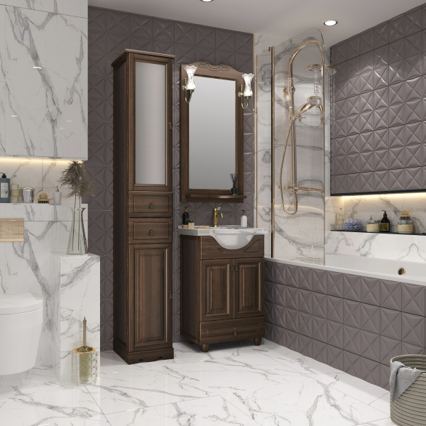 Зеркало Opadiris Риспекто 80, цвет 9003, с выключателем, 00-00007060