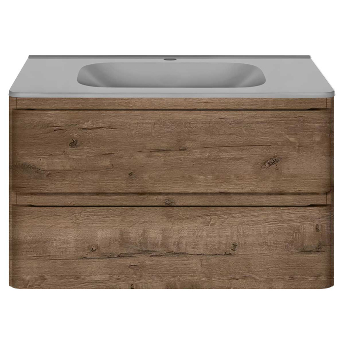 Тумба с раковиной Vincea Vico 800 подвесная, 2 выкатных ящика soft close, V.Oak, VMC-2V800VO+VCB-2VP800W