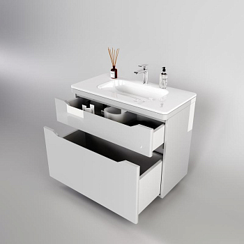 Тумба без раковины Style Line подвесная "Марелла 90" (2 ящ.) белый глянец, PLUS, СС-00002414